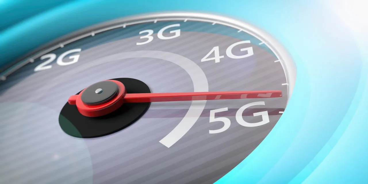 2G'den 5G'ye işaretli hız göstergesi, kırmızı ibre 5G'yi gösteriyor